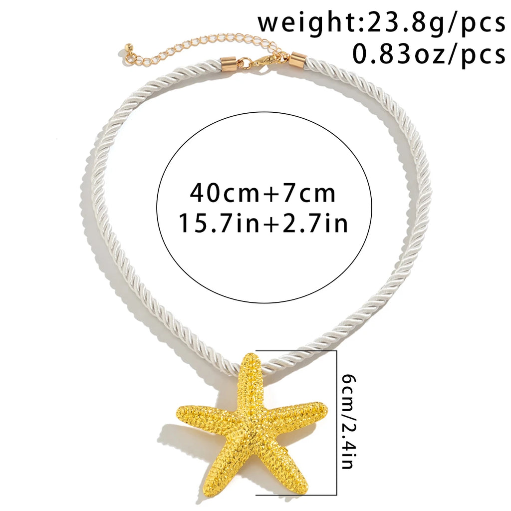 IngeSight.Z Collana con ciondolo grande stella marina esagerata per donna Collana girocollo con catena a corda spessa bianca punk Regalo di gioielli per feste