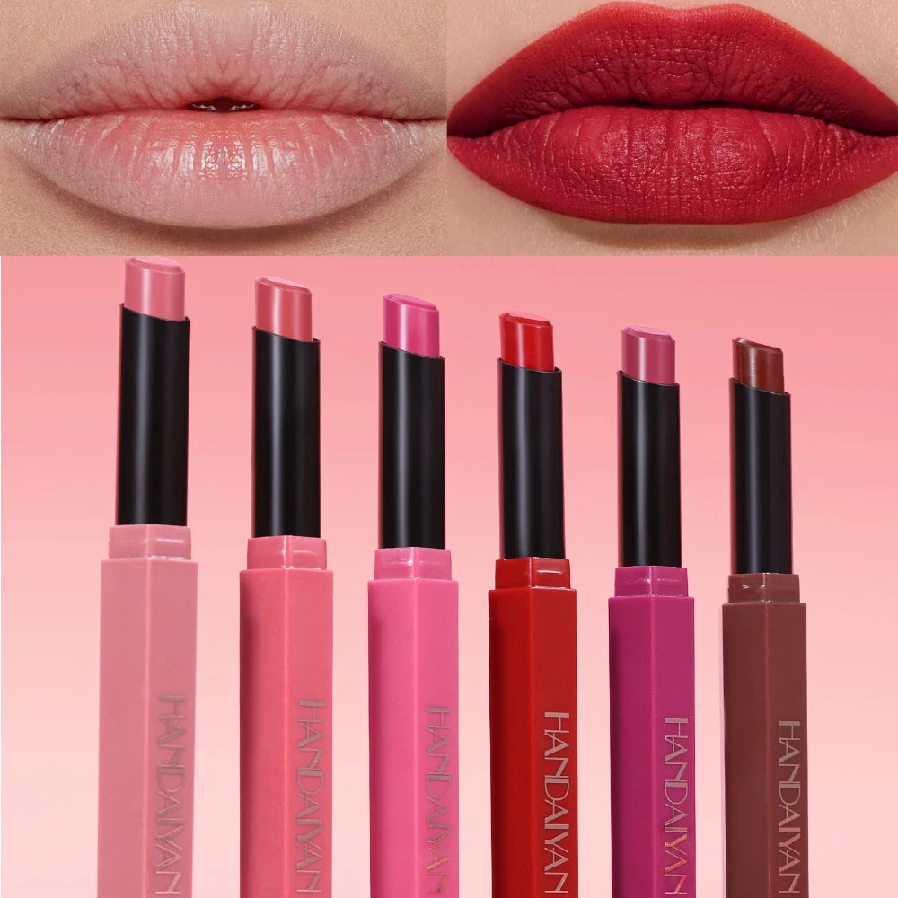 6 Colors Matte Lipstick Long-Lasting Non-Stick Cup Waterproof Nude Deep Red Lipstick Sexy Red Velvet Lip Gloss Women Makeup