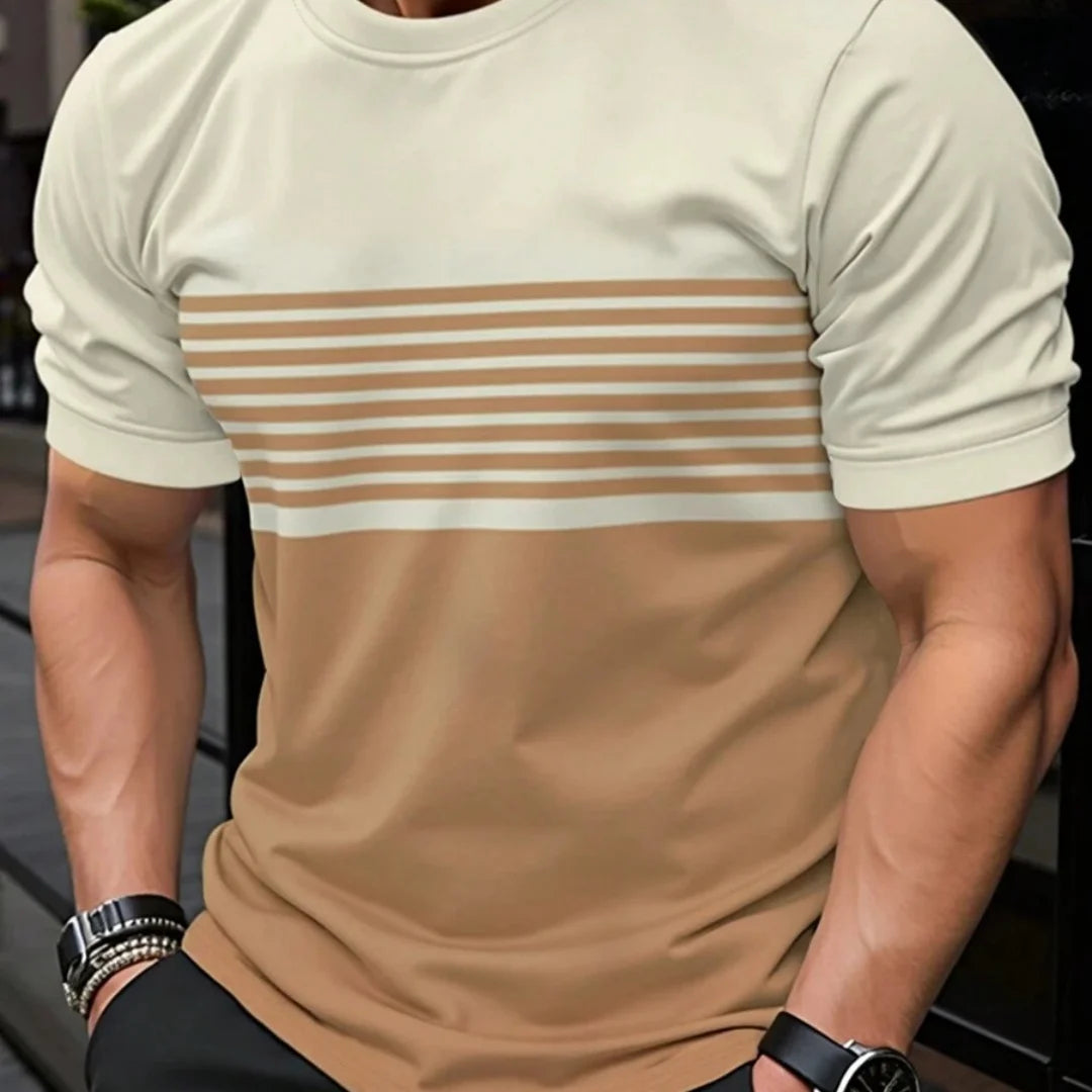 T-shirt oversize T-shirt da uomo Moda estiva Casual Girocollo Manica corta Top T-shirt da uomo stampata a righe