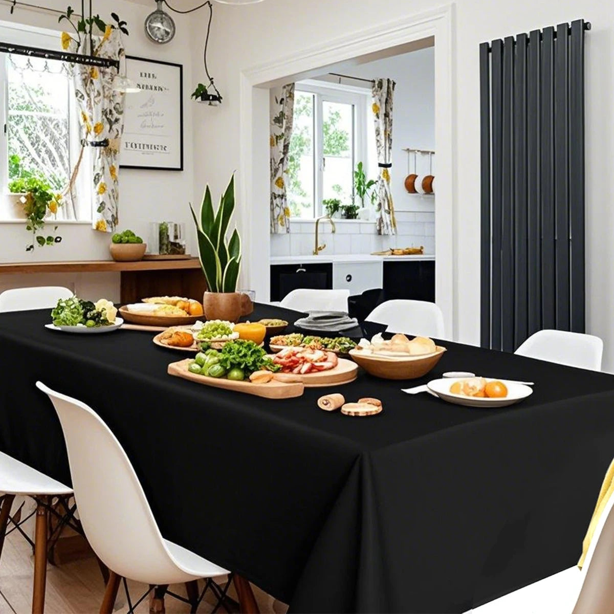 Tovaglia in plastica usa e getta nera da 183 × 137 cm per la decorazione di nozze Forniture per feste di compleanno Decorazioni per la tavola