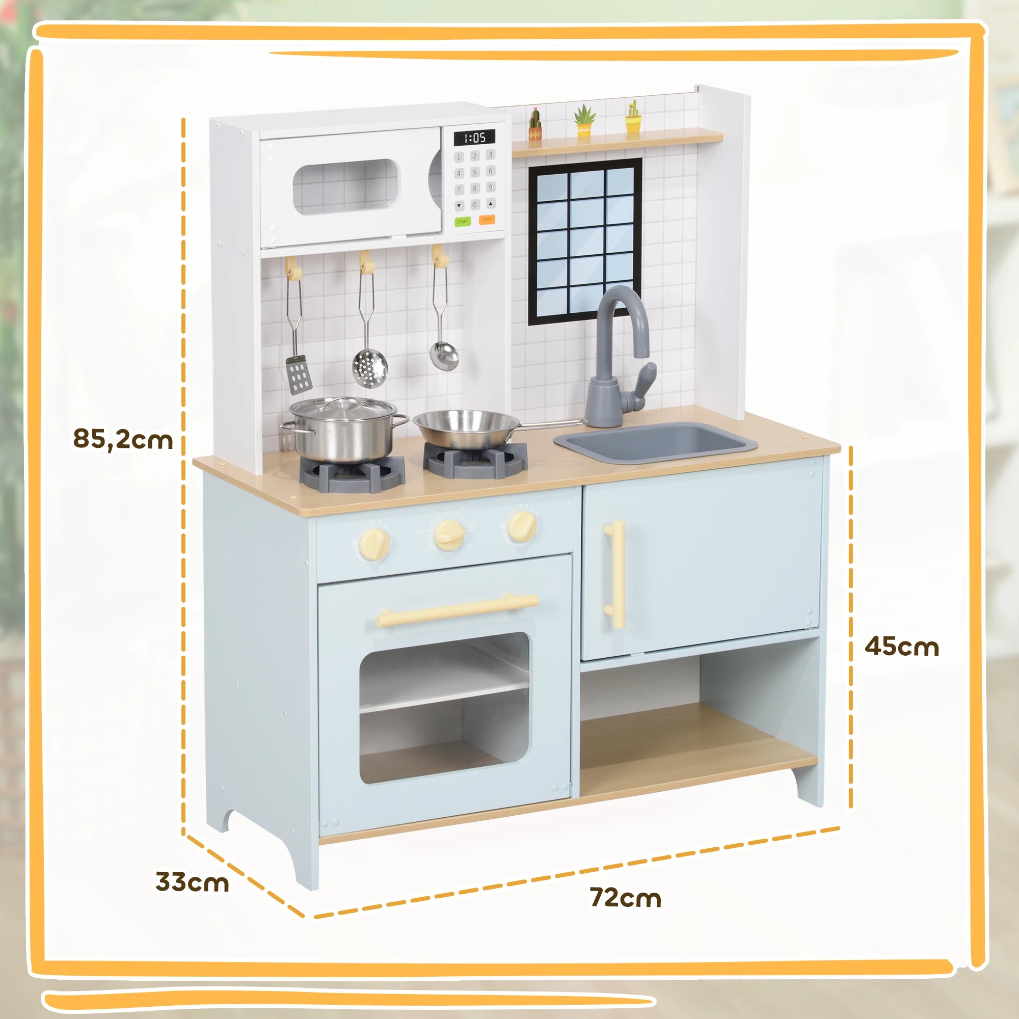 AIYAPLAY cucina per bambini cucina da gioco con forno a microonde, fornello e forno, accessori da cucina