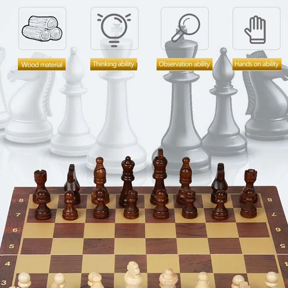 Scacchiera grande 29x29cm sviluppo di pensiero strategico 3 in 1 scacchi Backgammon scacchiera pieghevole per bambini adulti