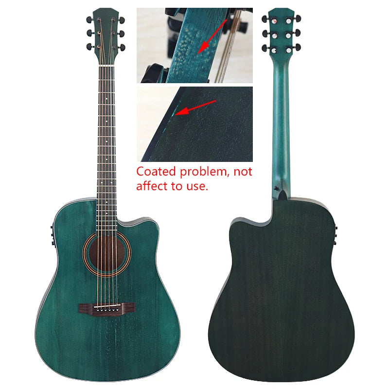 Chitarra elettrica acustica a corpo sottile Chitarra per principianti con Gig Bag gratuito Corda libera Colore bianco naturale Sunburst nero