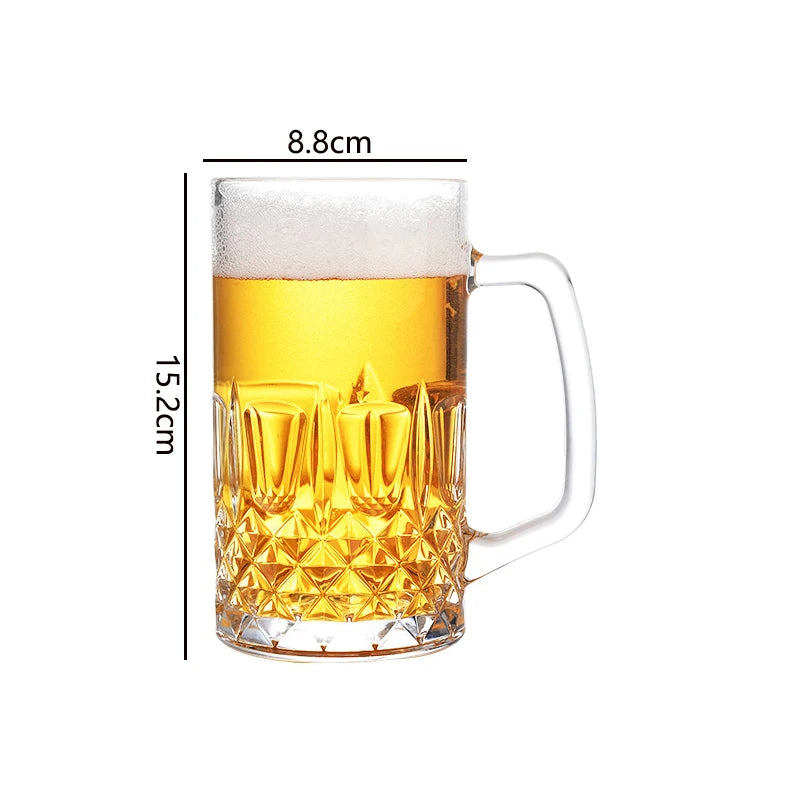 Bicchiere da birra a fondo spesso da 400 ml/600 ml Bicchiere da birra per uso domestico di grande capacità con manico Bicchieri Bicchiere da vino estero vintage