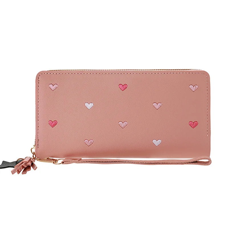 Portafogli lunghi da donna Portafogli di lusso con cuore d'amore per porta carte da tasca per soldi da donna Portafogli femminili Pochette per telefono