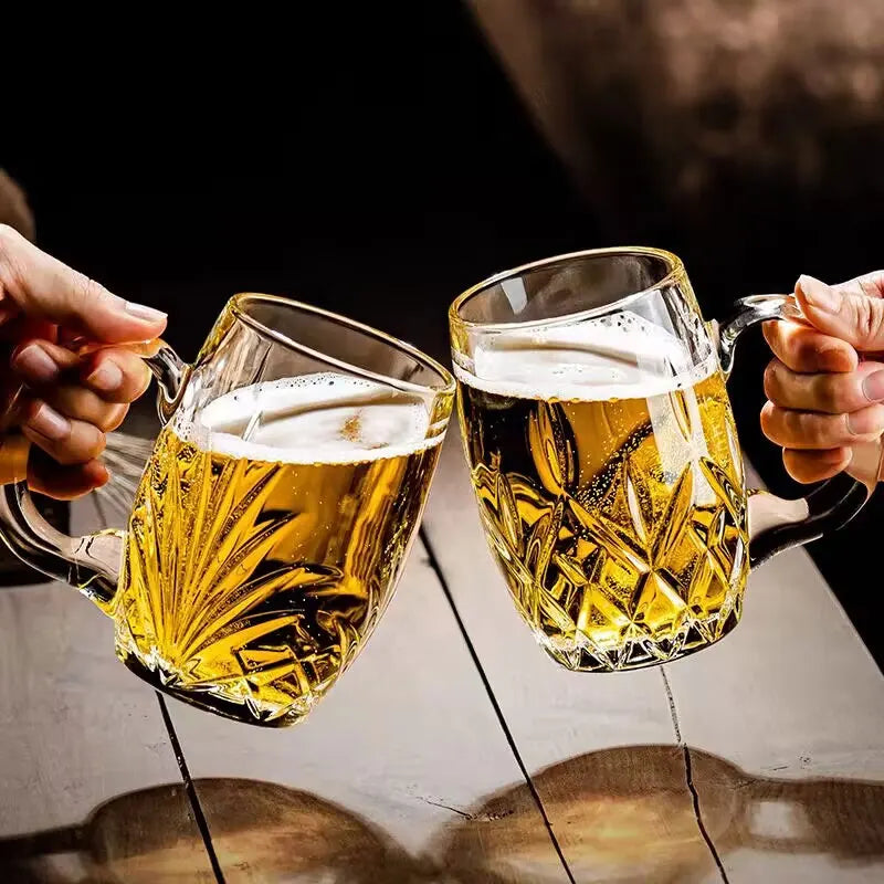 Bicchiere da Birra e Cocktail da 480ml con Manico, Tazze per Birra di Frumento, Bicchieri per Bevande Fredde di Grande Capacità, Accessori da Bar