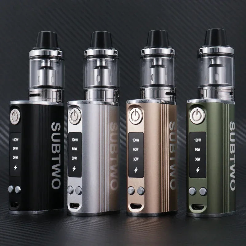 SUBTWO 100W Vape Box Mod Kit sigarette elettroniche 30W/60W/100W Batteria con regolazione dell'alimentazione con penna per fumo Vaper atomizzatore inferiore da 0,3ohm 2,5ml