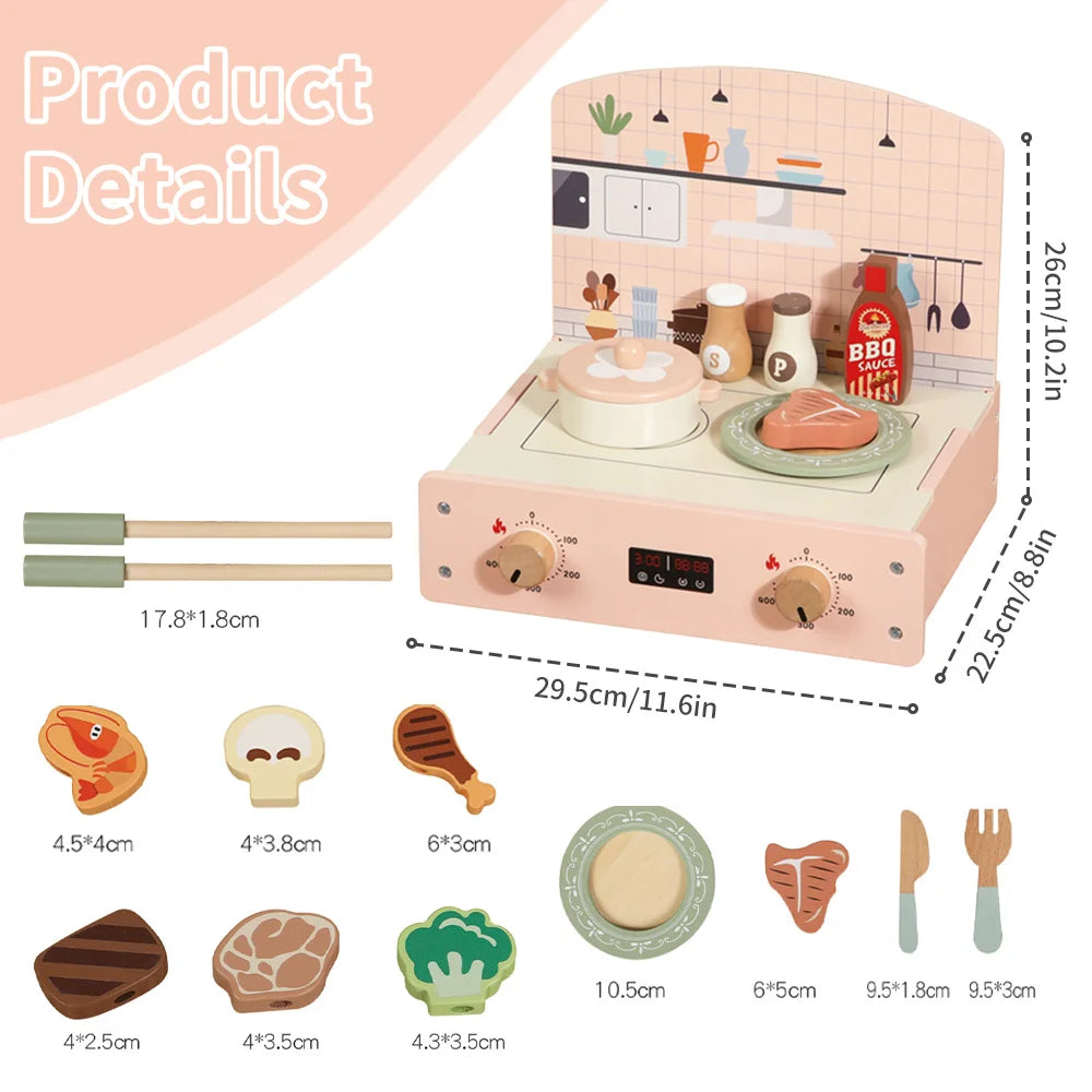 Cucina da gioco per bambini Giocattoli in legno Set da gioco da cucina per bambini con cibo da gioco Accessori da cucina Set da cucina Regalo per ragazze e ragazzi dai 3 anni in su