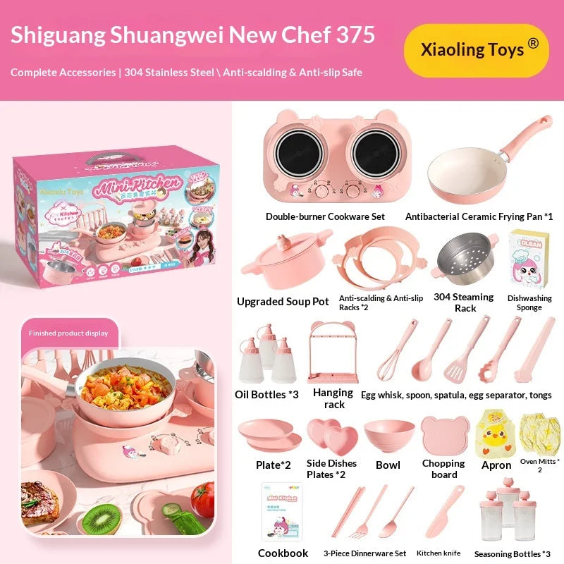 Set da cucina in miniatura Xiaoling Toys, padella antiaderente in ceramica, stoviglie realistiche, gioco di simulazione per ragazze, regalo per il ritorno a scuola