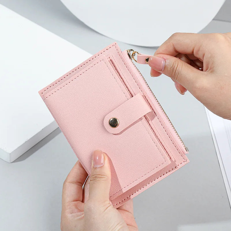 Portafogli da donna Borsa da donna in pelle PU Mini Hasp Porta carte multi-carta solida Portafogli corti Portafoglio piccolo sottile con cerniera Hasp