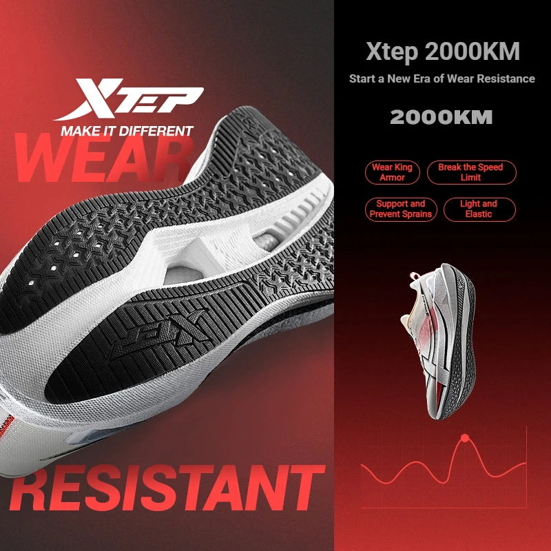 Xtep 2000 km 5.0 Scarpe da corsa Morbide scarpe da ginnastica universali Cuscino Durevole da jogging Scarpe leggere resistenti all'usura 874119110023