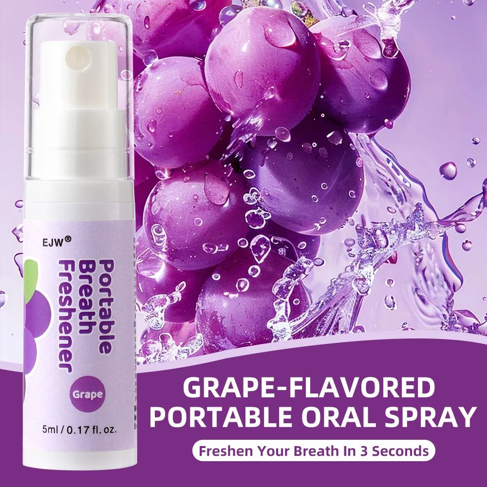 Oral Spray for Bad Dreath Portable Alcohol-Free Mist with Clean Mint Flavor Peach flavor Grape flavor | Instant Fresh Breath