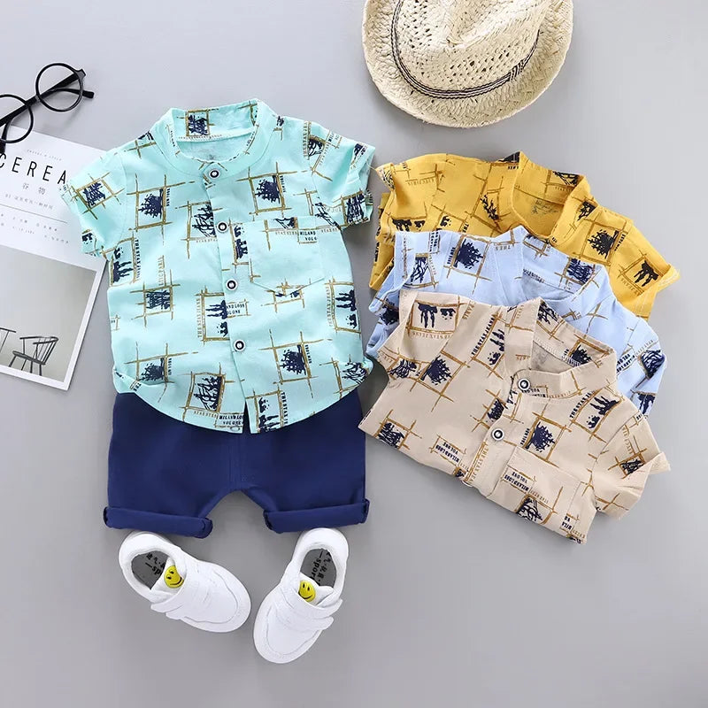 Vestito da neonato di moda vestiti Casual estivi Set Top Shorts 2 pezzi Set di abbigliamento per bambini per ragazzi abiti per neonati vestiti per bambini