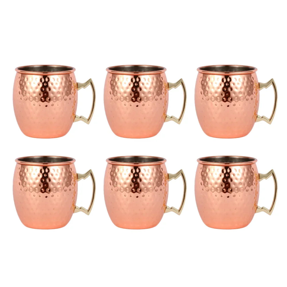 1-6PCS Cocktail Wine Cup Moscow Mule Mugs acciaio inossidabile rame placcato succo tazza di birra tazze da caffè Bar Champagne Party Drinkware
