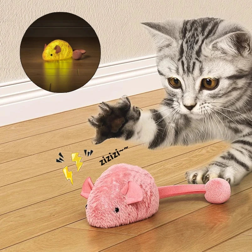 Topo Peluche Interattivo Per Gatti Da Masticare Luminoso E Sonoro Giocattolo