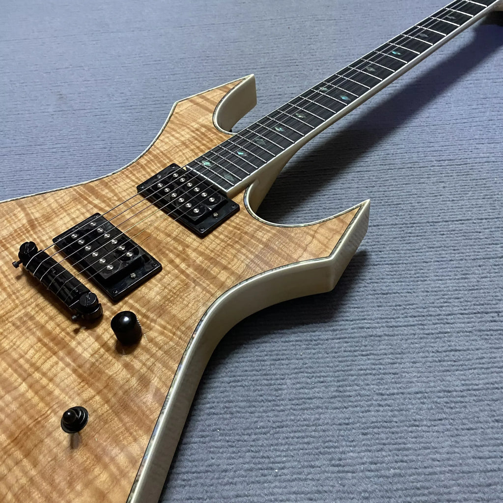 Chitarra in Legno Naturale dalla Forma Insolita, Consegna Espressa in 48 Ore di Chitarre Elettriche con Foto Reali e Video
