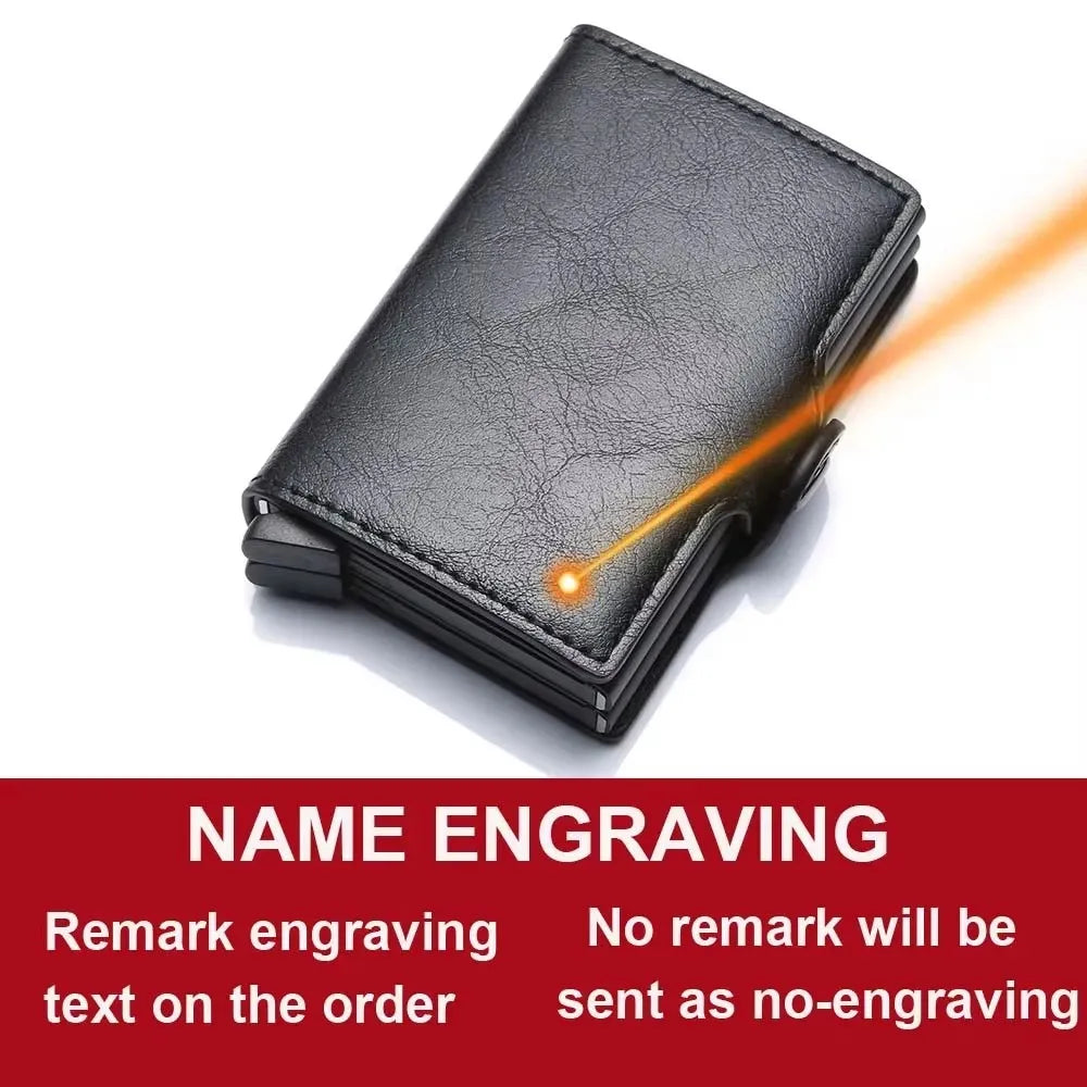Nome inciso Portafoglio pop-up mini in fibra di carbonio Regalo personalizzato Carta Rfid Portafogli da uomo di alta qualità 12 porta carte Piccolo sacchetto di soldi