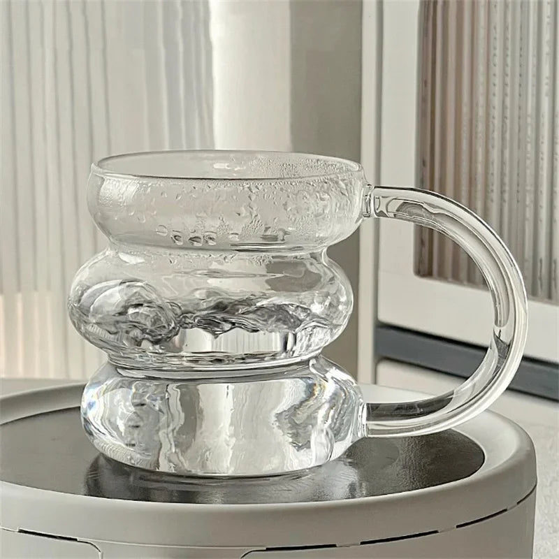 Ins Style tazza di vetro trasparente irregolare tazza da caffè resistente al calore bevande estive succo di birra tazza di acqua al latte tazze di vetro da Cocktail