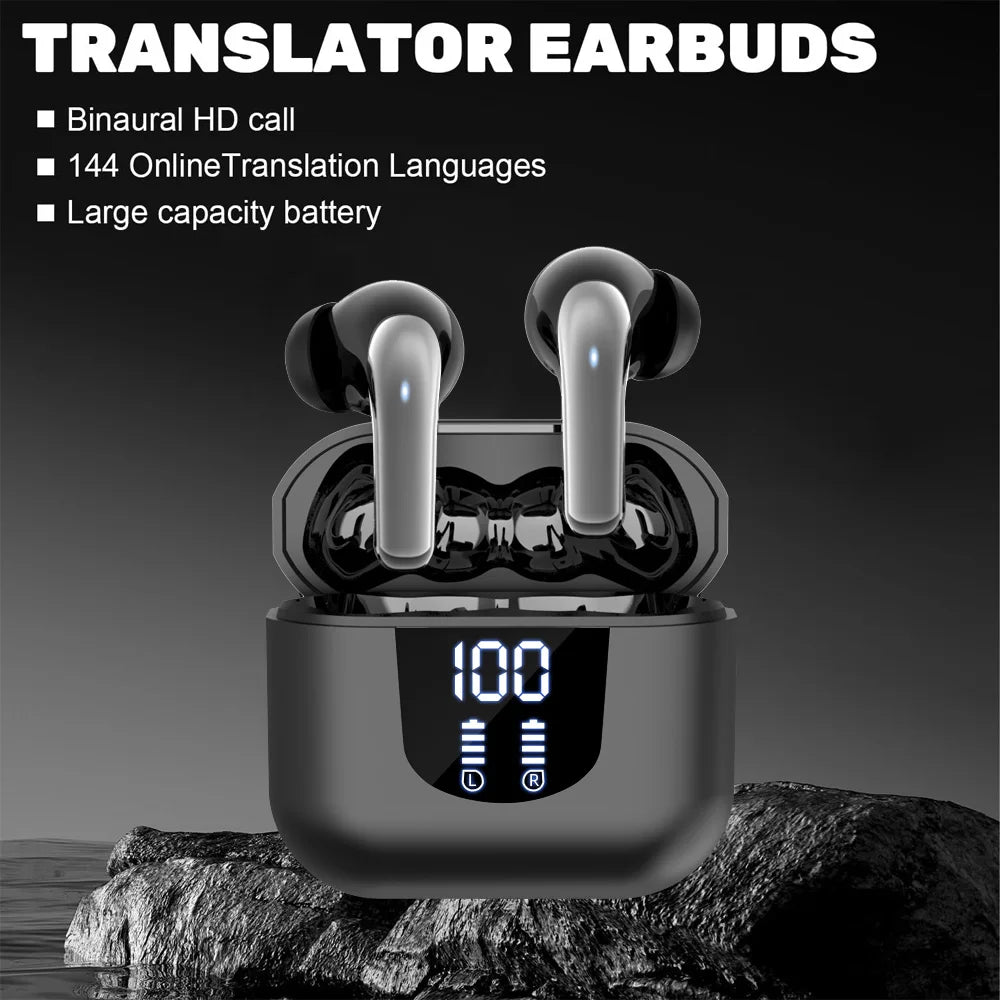 Traduzione istantanea in 144 lingue 2025 nuovi auricolari Bluetooth transfrontalieri con vero display digitale wireless,