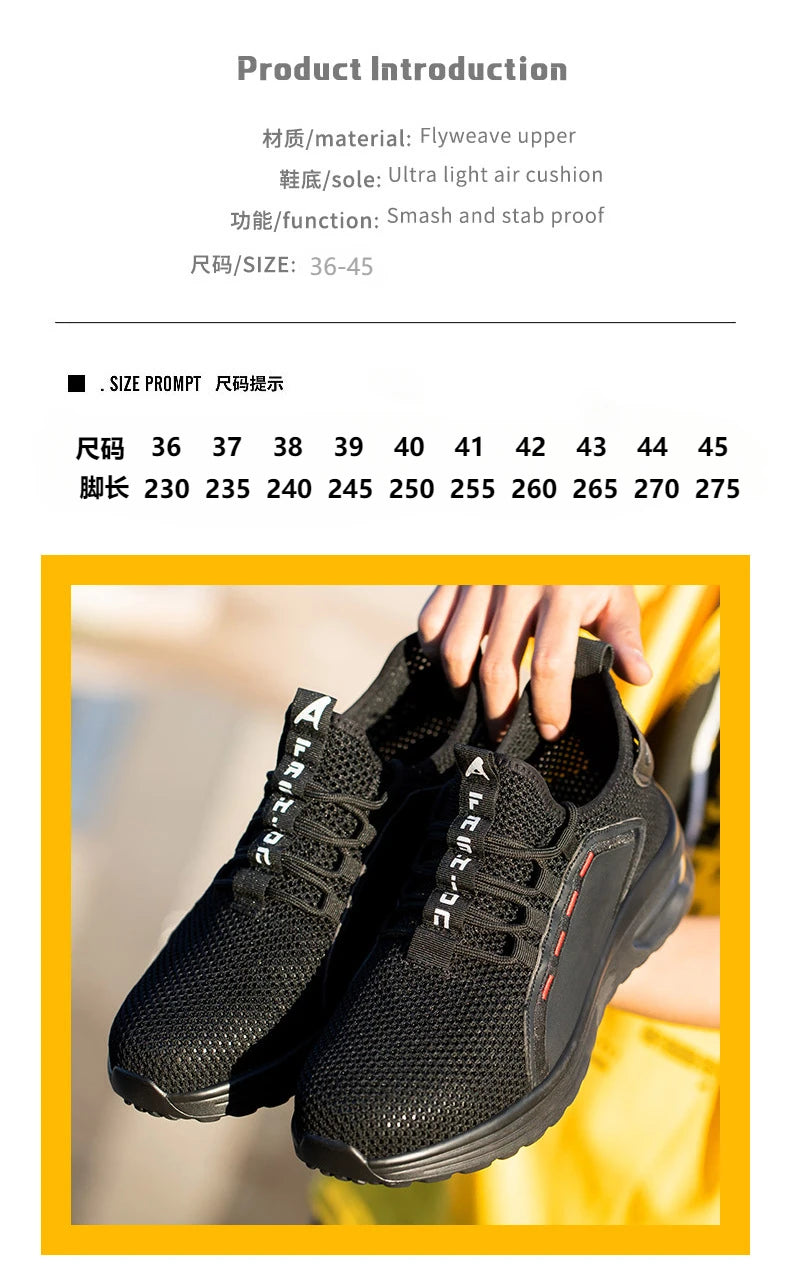 Sneakers da lavoro scarpe con punta in acciaio scarpe antinfortunistiche da uomo scarpe da lavoro antiforatura stivali moda indistruttibile calzature sicurezza