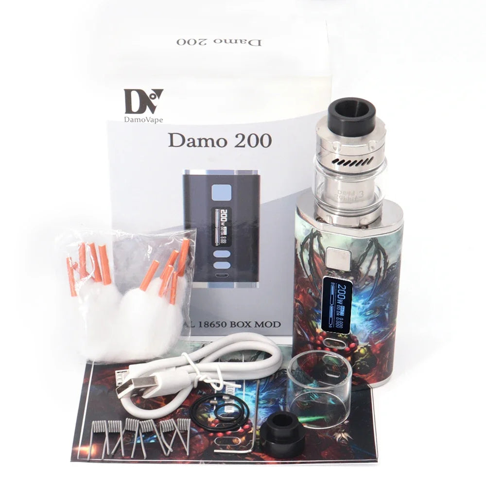 200W Vape Dead Rabbit 3 RTA Box Mod Vaper Kit Sigaretta elettronica 4400mah Batteria Schermo OLED 3.0ml5.5ml Kit vapore a doppia bobina