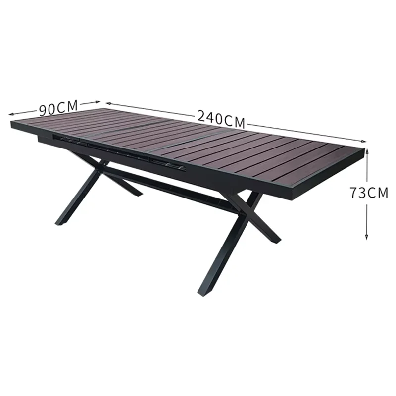 Tavolo da giardino Tavolo da esterno 180-240 cm Tavolo da pranzo rettangolare allungabile per patio Camera Cucina Hotel Mobili in legno di plastica