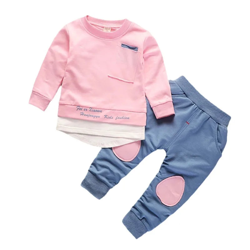 Nuova Primavera Autunno Neonata Vestiti Vestito Infantile Abiti Per Bambini T-Shirt Pantaloni 2 Pz/set Bambino Casual Costume Per Bambini Tute