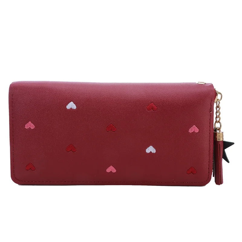 Portafogli lunghi da donna Portafogli di lusso con cuore d'amore per porta carte da tasca per soldi da donna Portafogli femminili Pochette per telefono