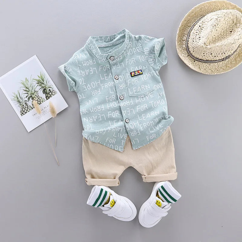 Nuova estate neonati maschi vestiti vestito bambini moda lettera camicia pantaloncini 2 pezzi/set bambino costume casual tute per bambini infantili