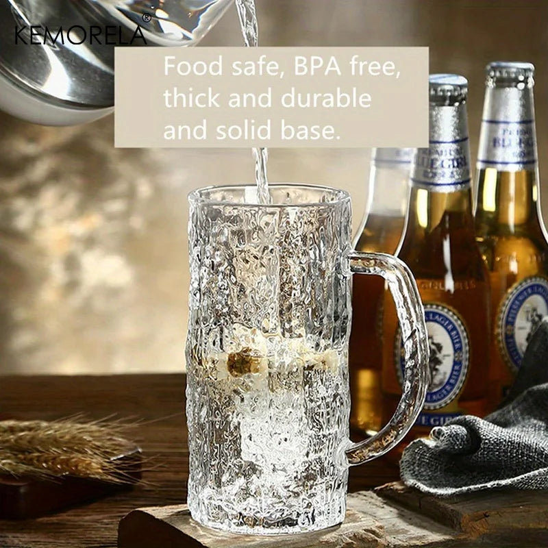 1/2 Bicchieri da Birra in Vetro da 400 ml, Tazze Pint con Base Spessa e Texture Smerigliata Effetto Ghiaccio, Vetreria di Qualità Bar per Lager, Whisky, Birra Artigianale