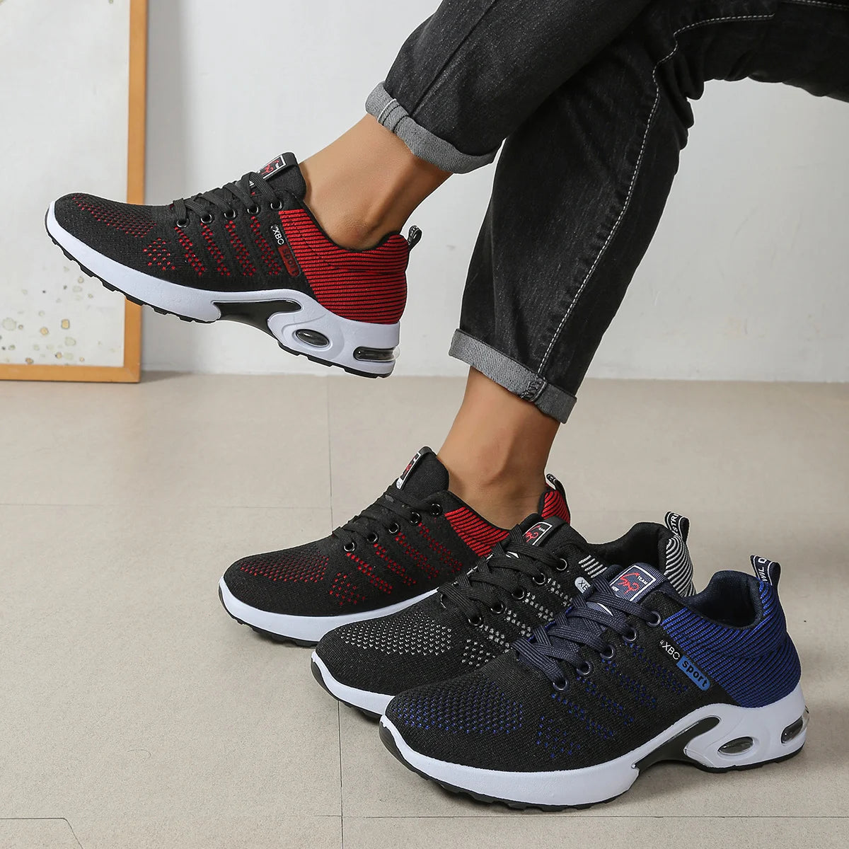 Scarpe sportive casual da uomo, scarpe sportive versatili con lacci in rete traspirante