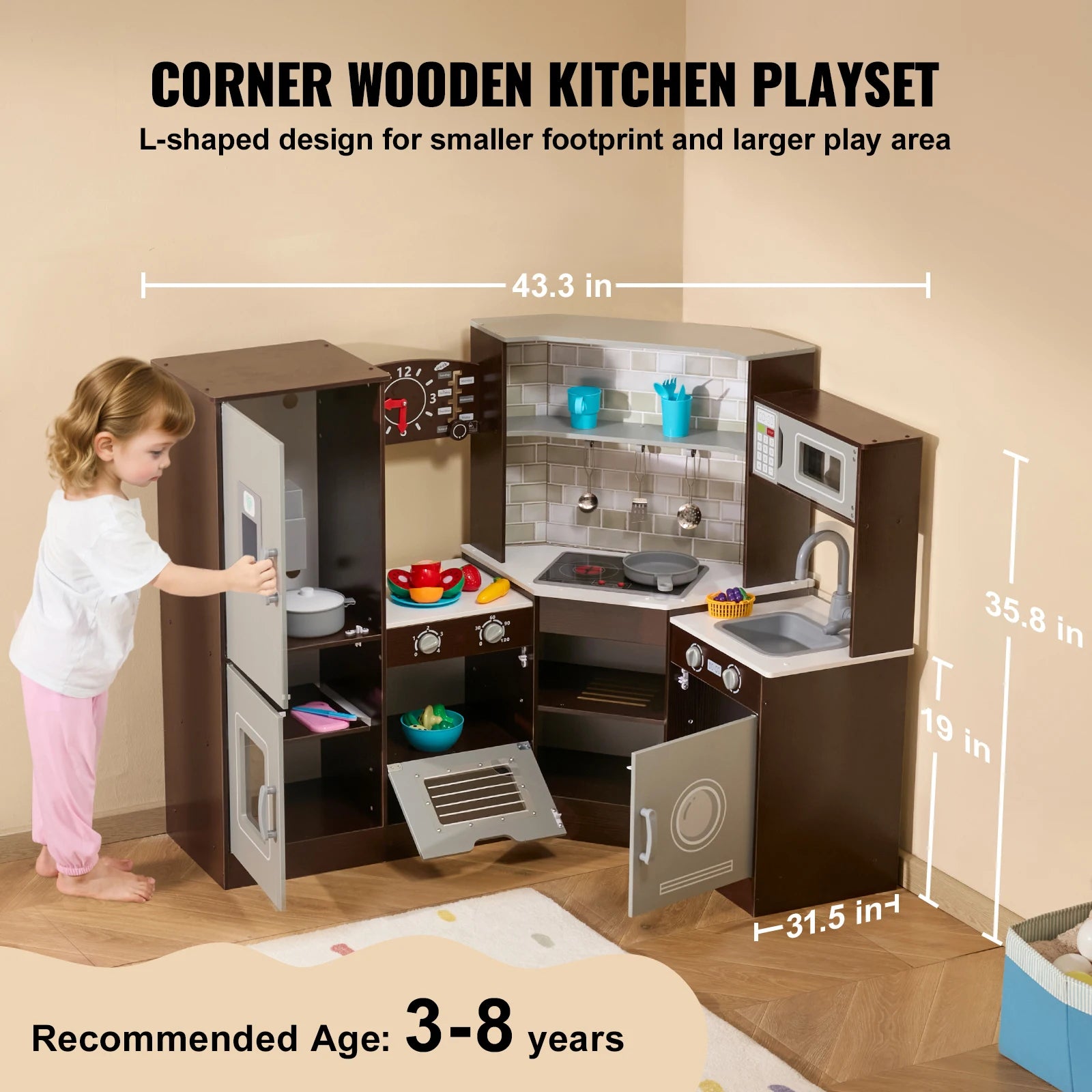 SucceBuy Play KitchenToys Set Accessori per utensili da cucina per bambini con macchina per il ghiaccio per giocattoli per bambini Regali di compleanno per ragazze in età prescolare