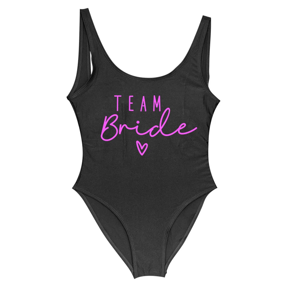 S-3XL Team Bride Costume intero Squad Donna Blush Pink Costumi da bagno Addio al nubilato Costumi da bagno Beatchwear Costume da bagno