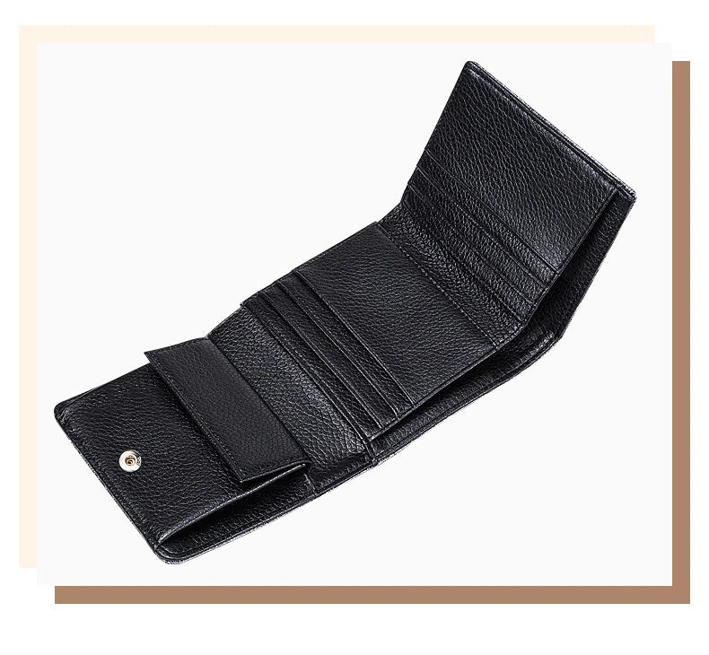 Portafoglio Corto in Pelle di Vacchetta per Donna, Elegante e Alla Moda, con Protezione Anti-RFID per Ragazze