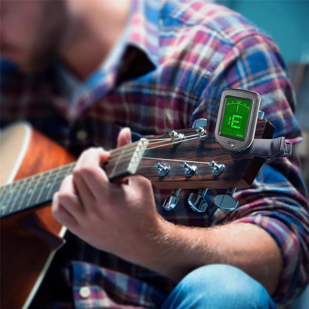de guitarra para todos los instrumentos, sintonizador electrónico con Clip para guitarra, bajo, ukelele, violín, mandolina, banjo