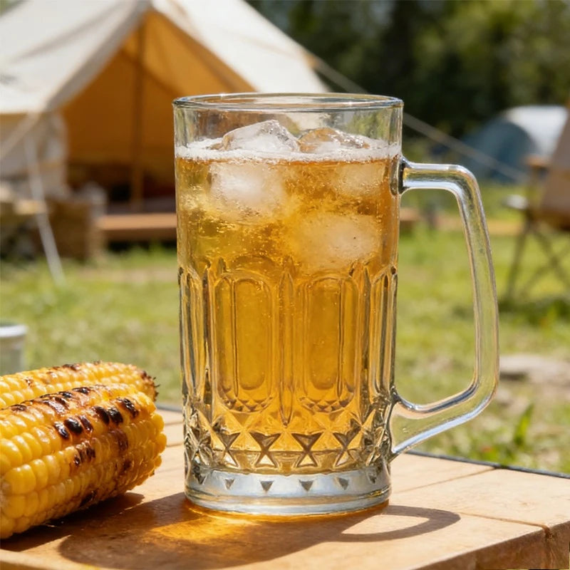 Bicchiere da Birra Creativo con Rilievo 600ml/1000ml, Bicchiere da Birra di Lusso con Manico, Tazza Trasparente per Bevande da Festa, Tazza da Tè per Casa, Articoli per Bevande