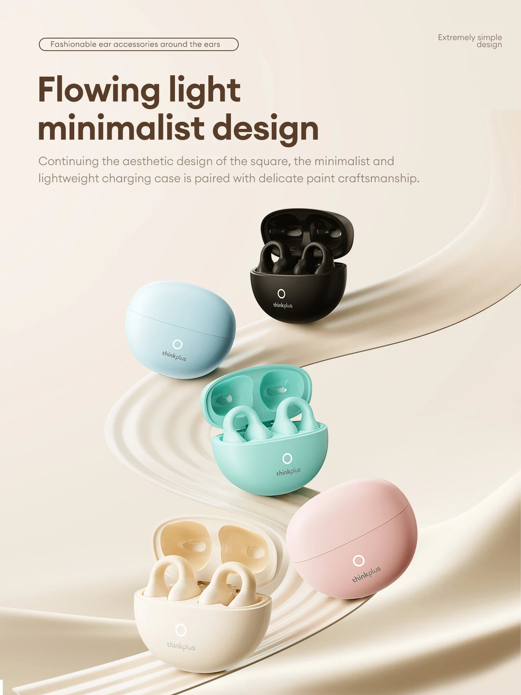 Nuove cuffie Bluetooth wireless Lenovo LP25 OWS con clip per l'orecchio, cuffie da gioco a lunga durata della batteria, auricolari con audio surround HIFI e microfono