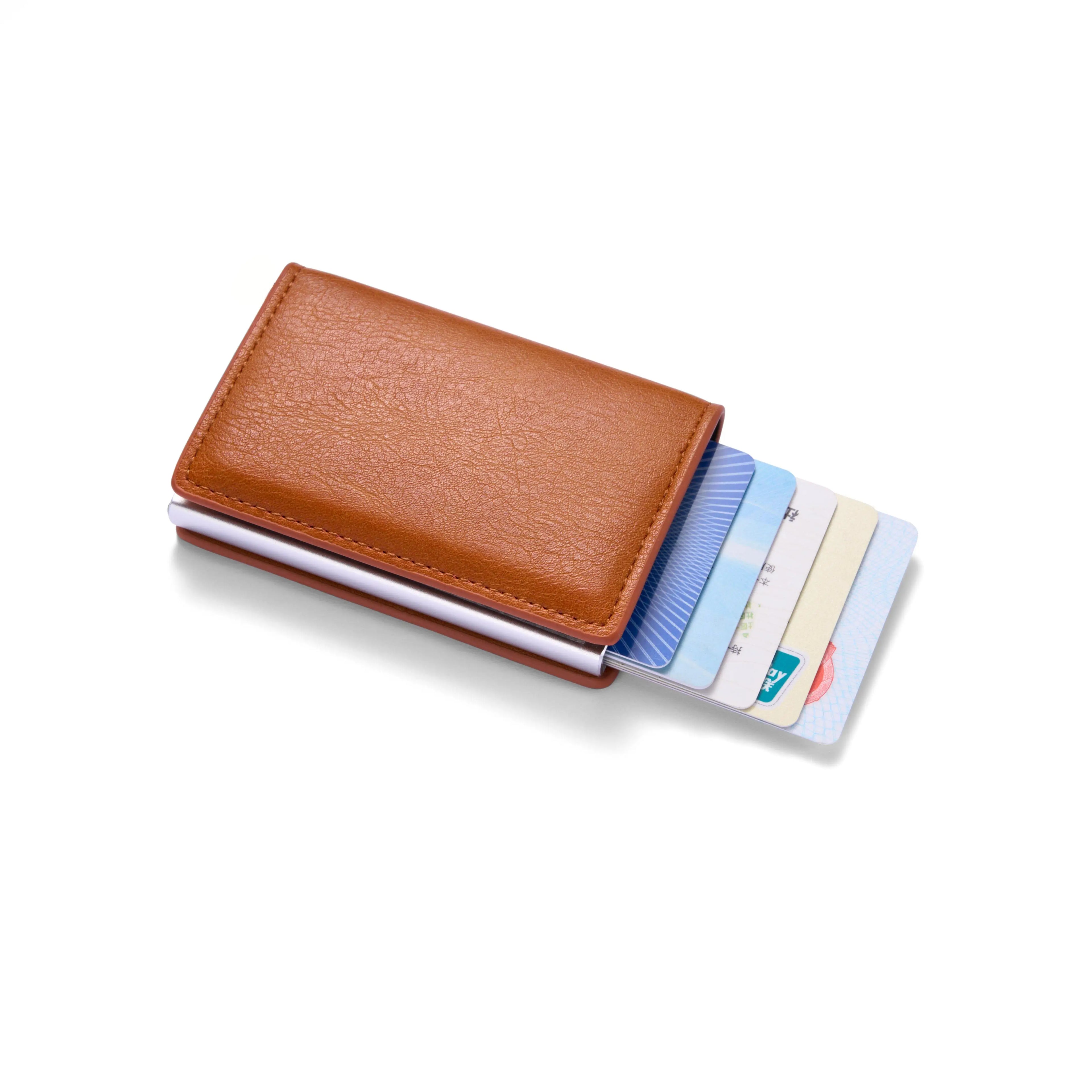 Porta carte di credito RFID antifurto tasca portafoglio minimalista porta carte sottile porta carte in pelle pu per uomo e donna