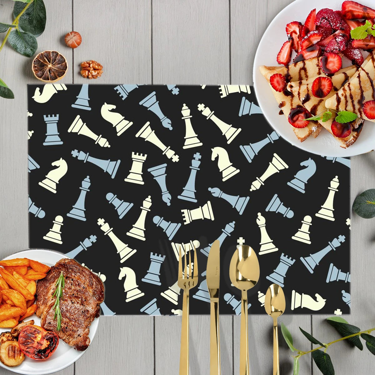 Chess Player Game Print Table Mats for Dining Checkmate Chess Fans Coffee Coaster Kitchen Dish Pads tovaglietta impermeabile in lino