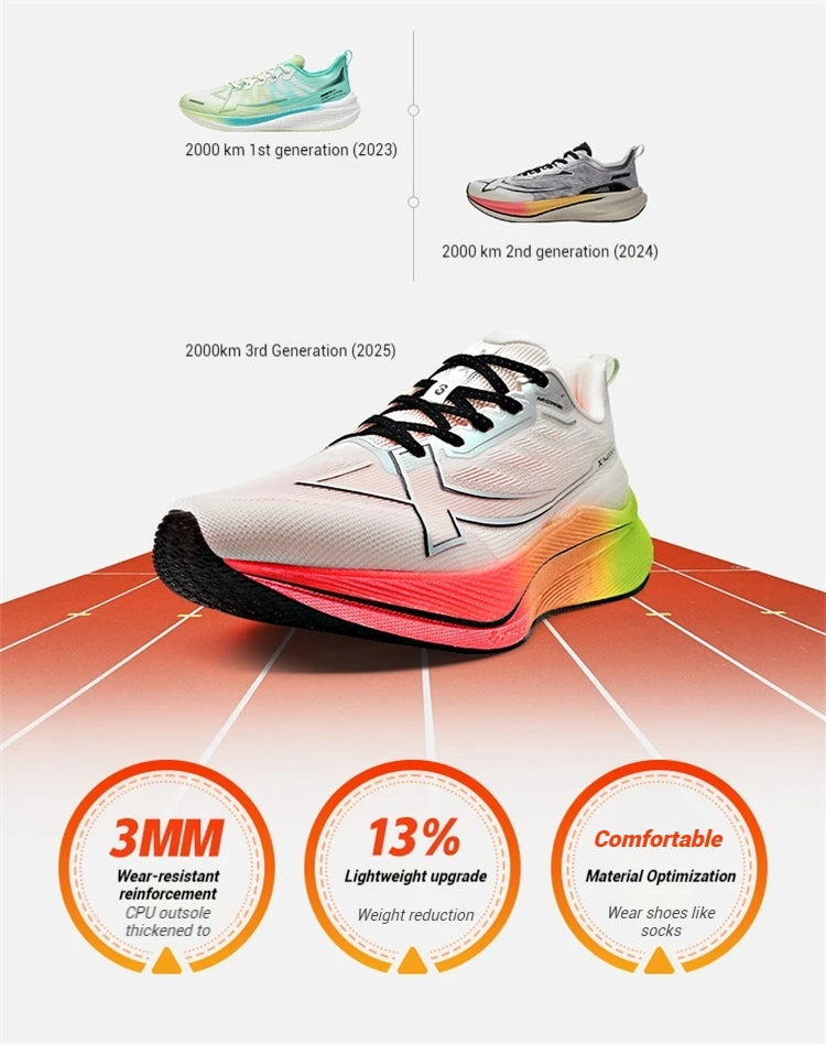 Scarpe da corsa da uomo Xtep 2000 km 3.0 2025 Scarpe da ginnastica da jogging da allenamento resistenti all'usura, leggere e ammortizzate primaverili 875119110032