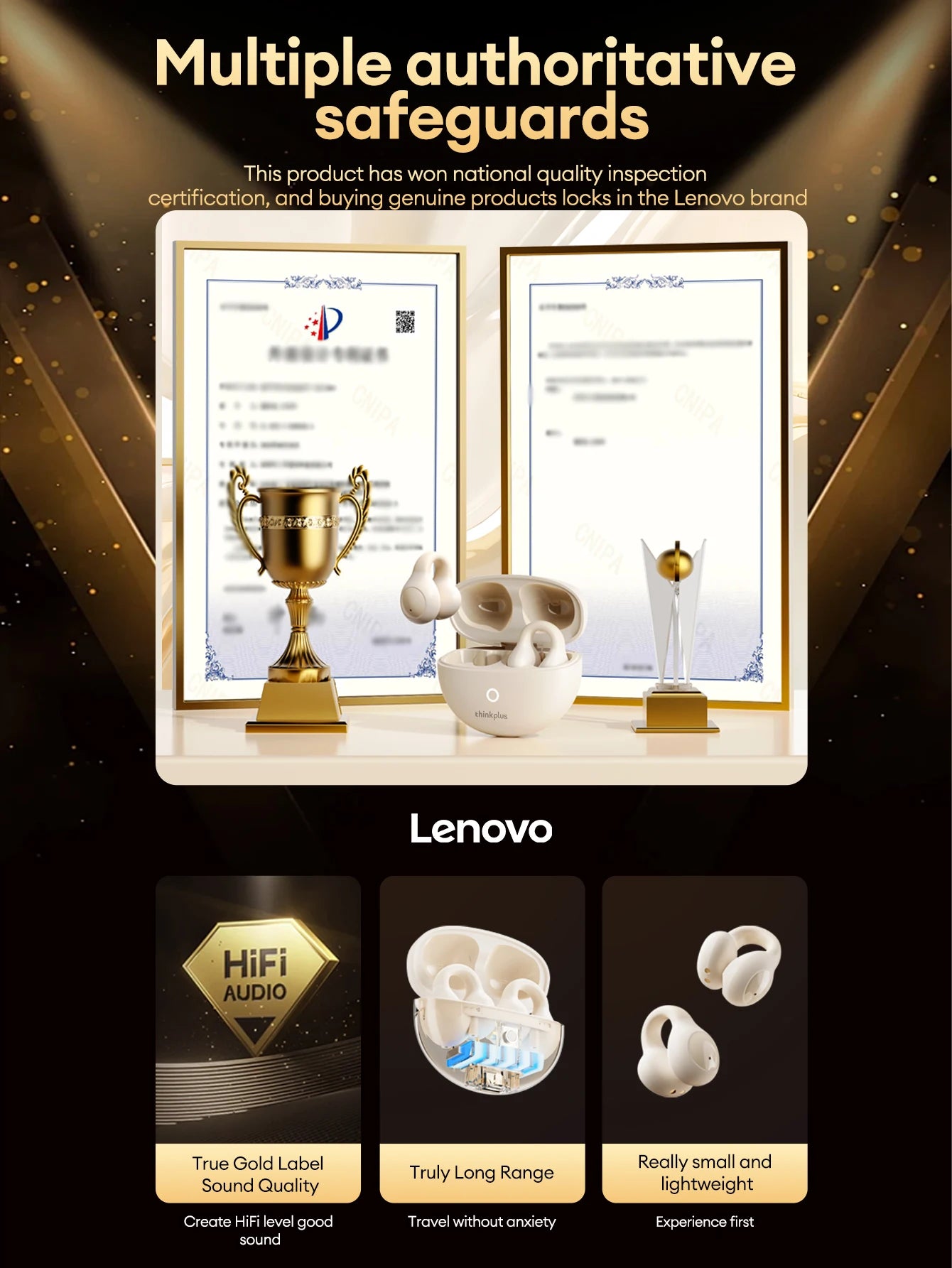 Nuove cuffie Bluetooth wireless Lenovo LP25 OWS con clip per l'orecchio, cuffie da gioco a lunga durata della batteria, auricolari con audio surround HIFI e microfono