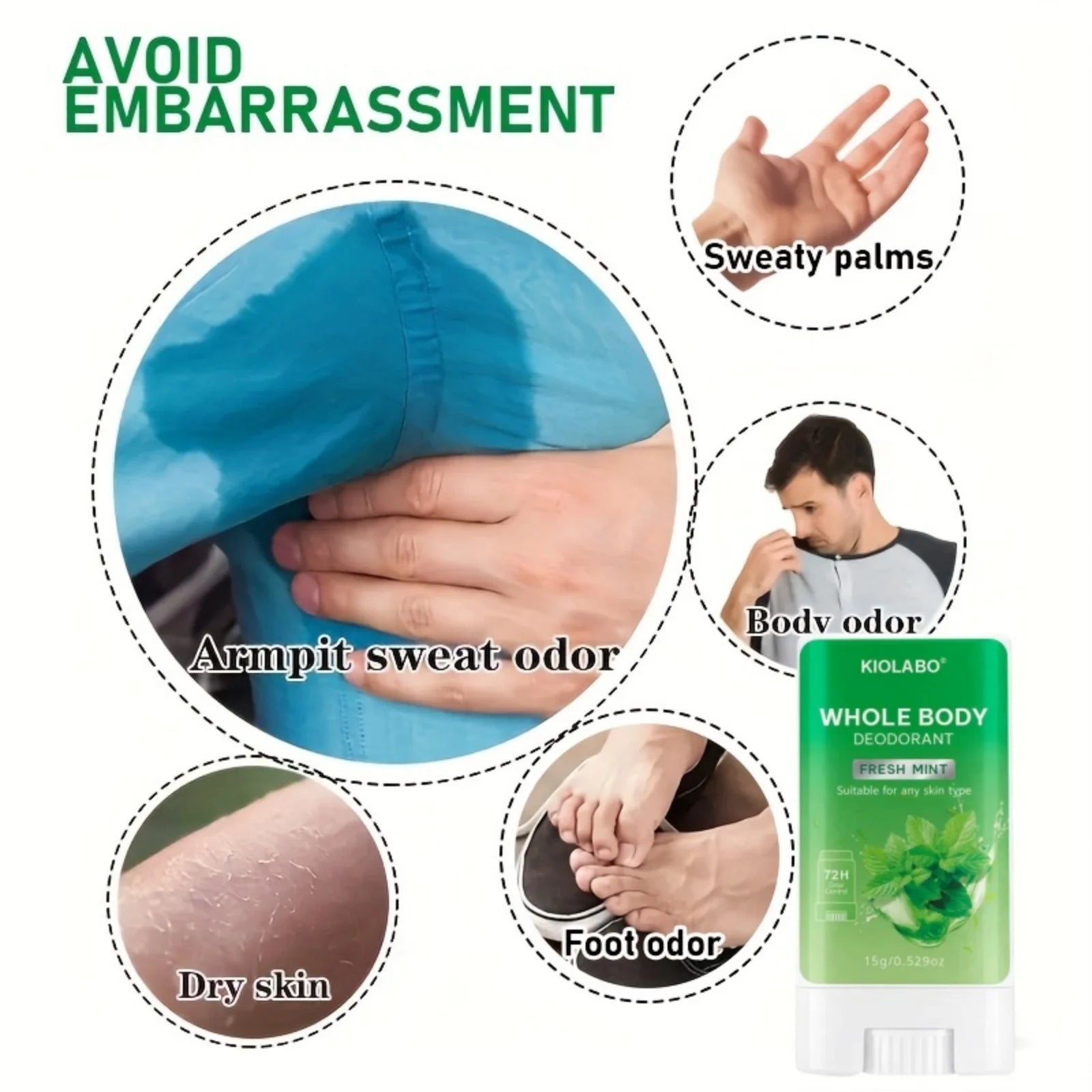 72 hour long-lasting deodorizing, 15g deodorizing and antiperspirant cream, keeps you fresh and dry all day long