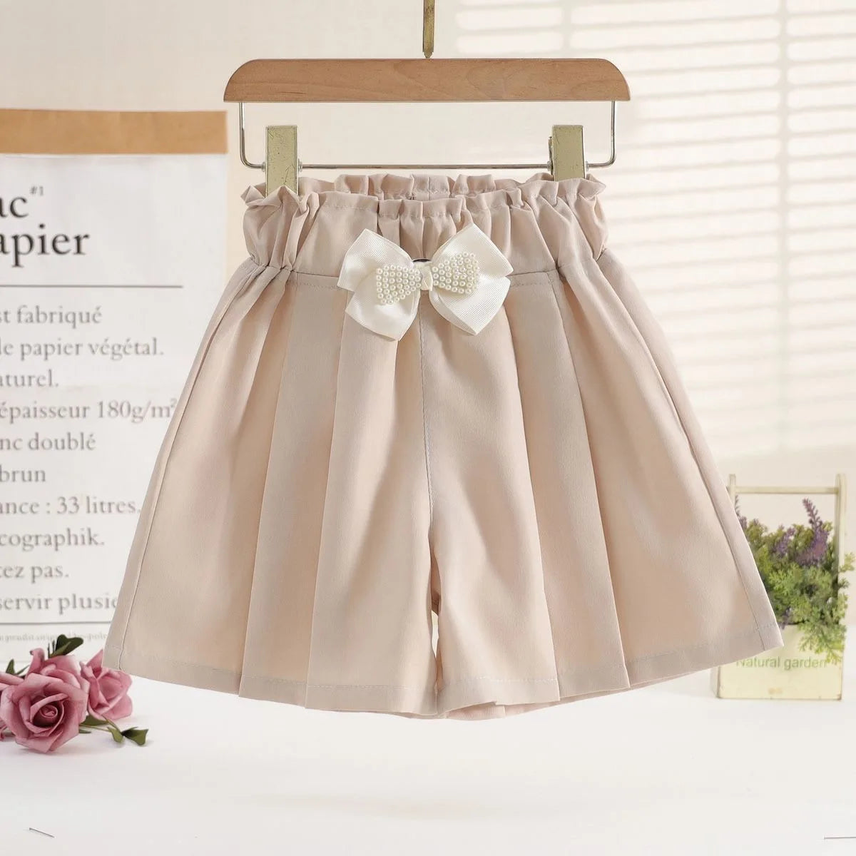1/2/3 Pezzi Pantaloncini Larghi Estivi per Ragazze, Abbigliamento Casual da Esterno, Pantaloncini Sottili Traspiranti, Gonnellino con Fiocco, Abbigliamento Moda Bambina