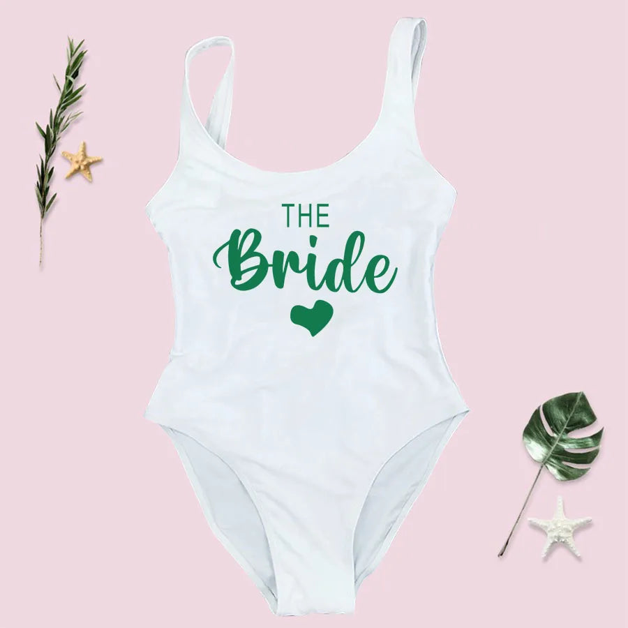 S-3XL costume da bagno intero donna Team Bride Summer Swimwear Higt Cut Low Back costume da bagno addio al celibato costume da bagno Beachwear