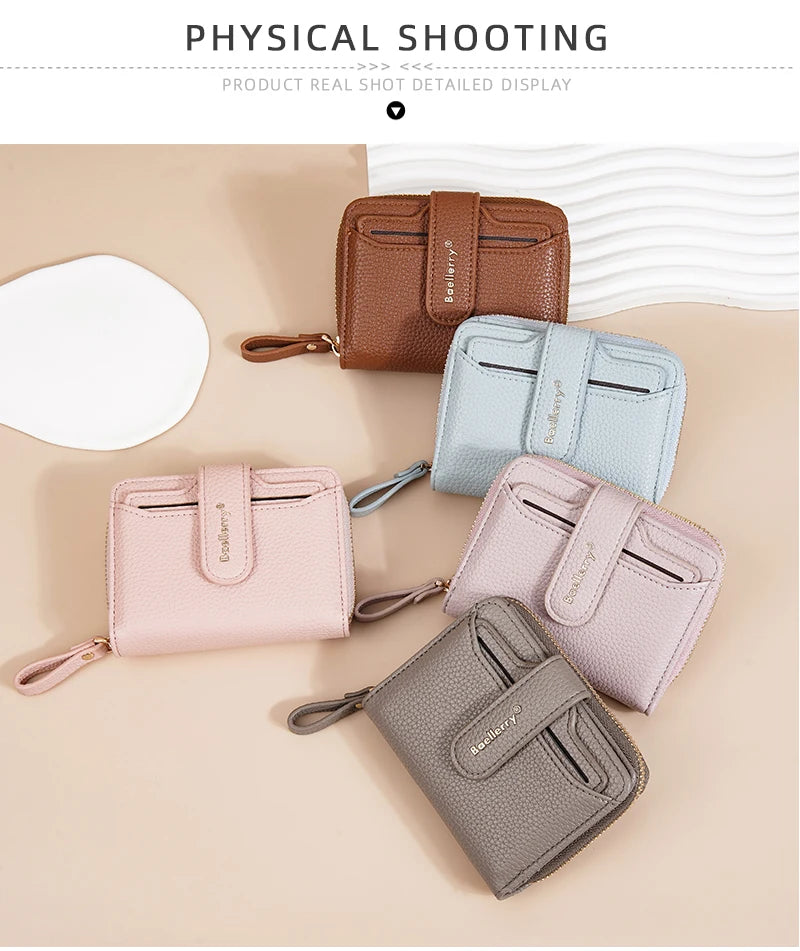 Portafoglio da Donna Baellerry Elegante con Chiusura a Zip, Multifunzionale con Protezione RFID, 6 Scomparti per Carte e Tasca per Monete, Regalo Minimalista