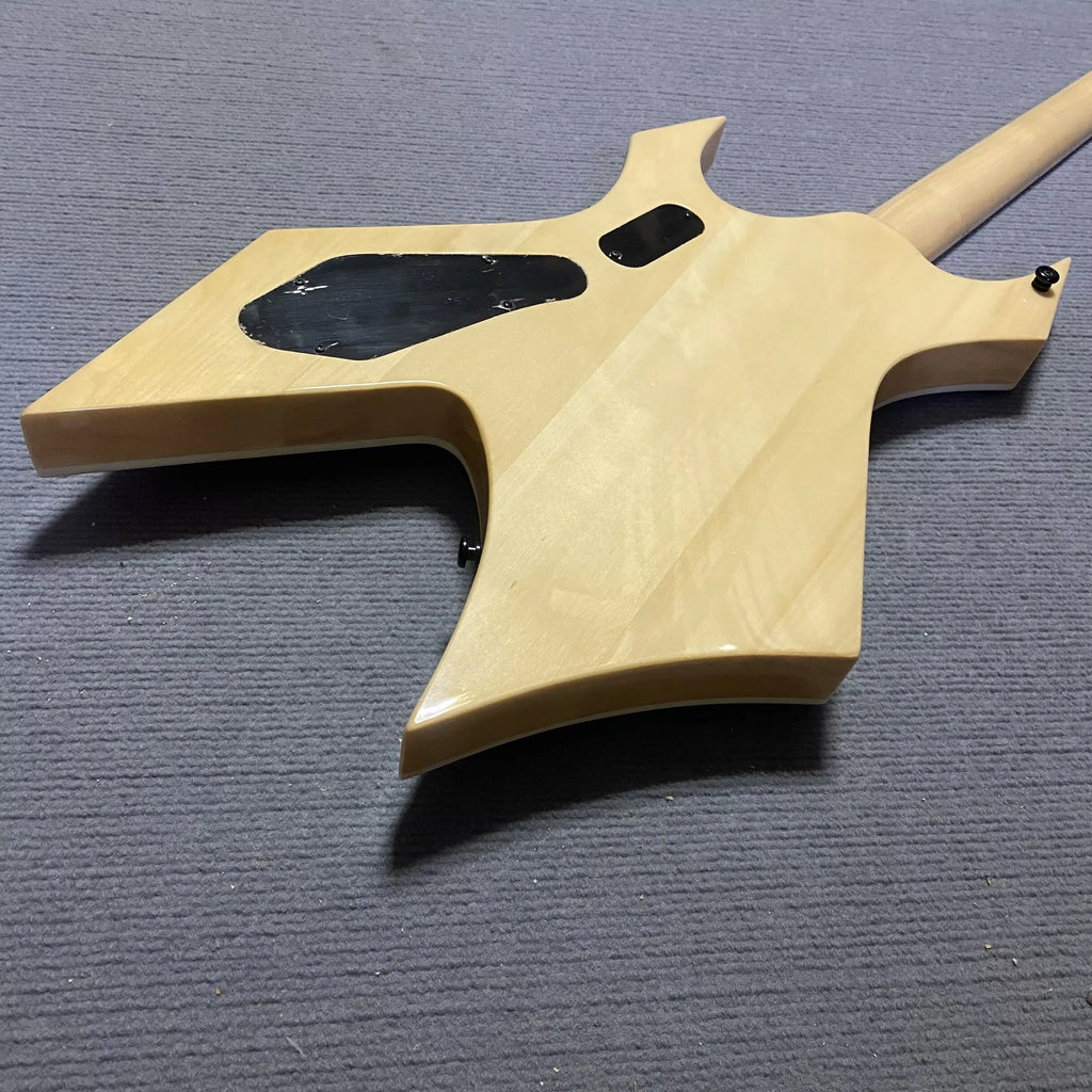 Chitarra in Legno Naturale dalla Forma Insolita, Consegna Espressa in 48 Ore di Chitarre Elettriche con Foto Reali e Video