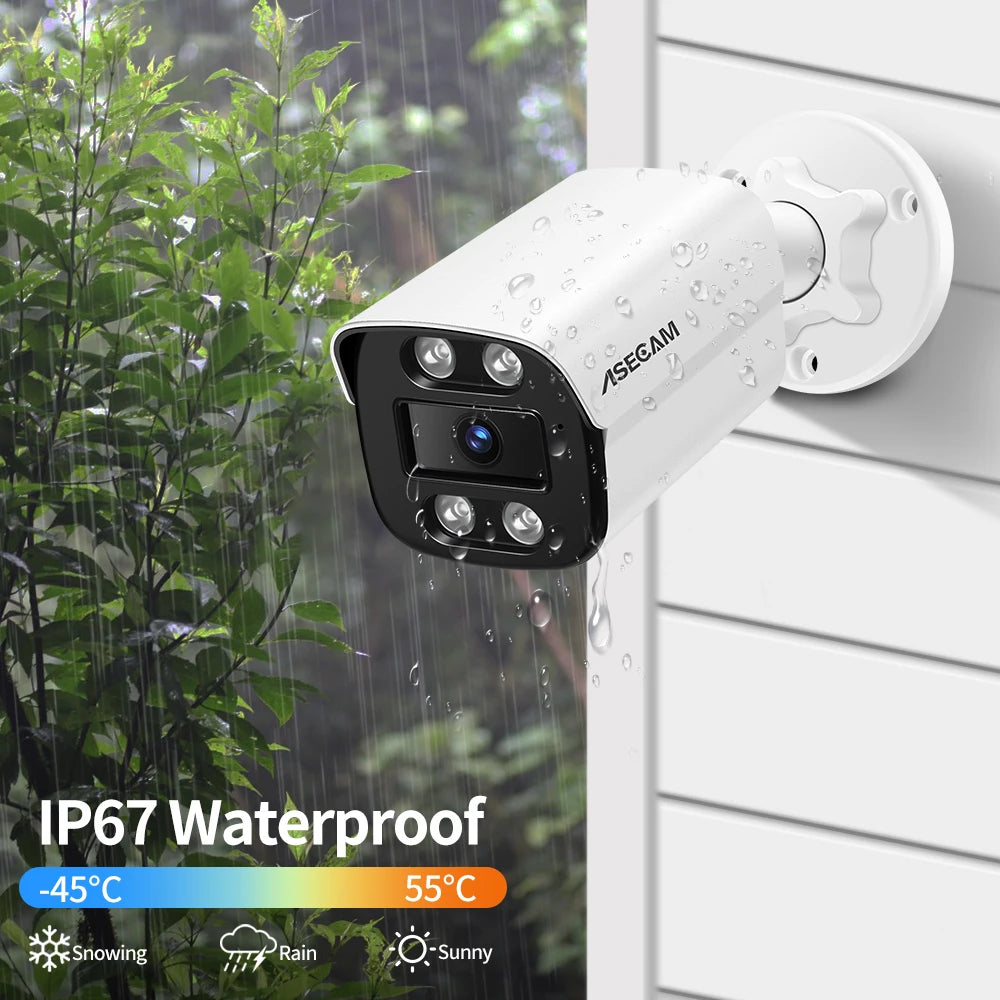 ASECAM 4K 8MP IP Camera Outdoor CCTV POE Audio H.265 Onvif AI Human Detection Color Light Alarm Security Surveillance Camera