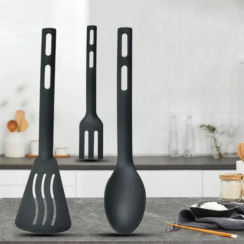 1/3PCS Utensili da cucina in nylon Set Utensili da cucina da cucina Tornitore a fessura Cucchiaio solido Forchetta Per bambini Forchetta Cucchiaio Stoviglie