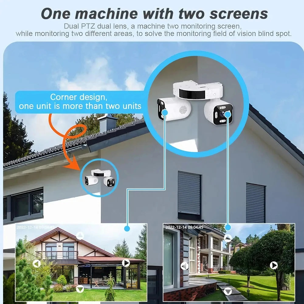 ICAM365 Security Camera Outdoor Waterproof Dual Lens HD 10MP 10X Zoom WiFi CCTV Night Vision Two-Way Intercom PTZ Remote Viewing