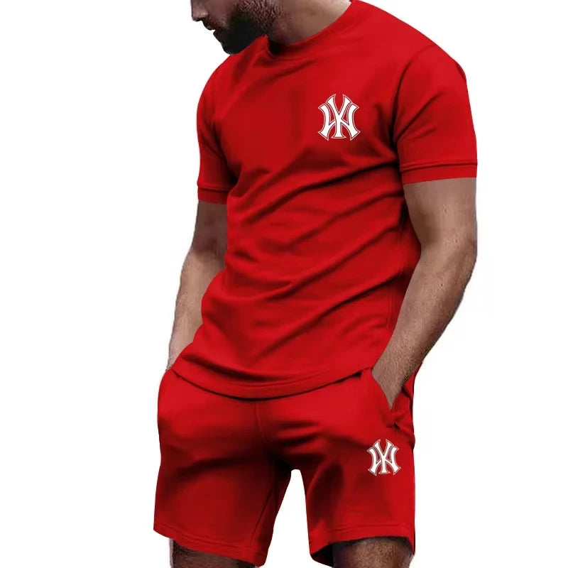Nuovo set sportivo da uomo 2026 di tendenza: T-shirt a maniche corte e pantaloni per corsa e fitness, ideale per l'estate